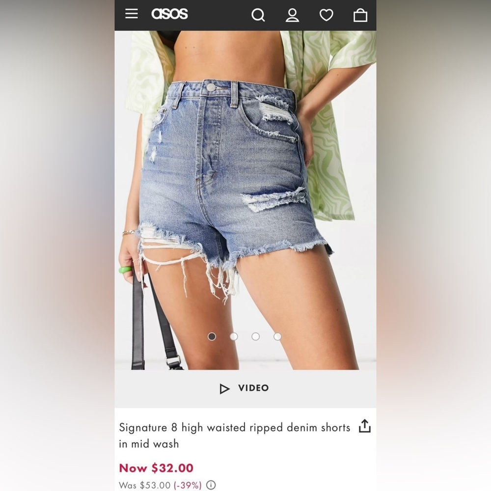 Signature8 High Waisted Distressed Denim Shorts - Blue